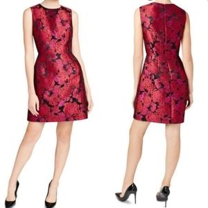 Betsey Johnson Size 4 Magenta Floral Jaquard Fit and Flare